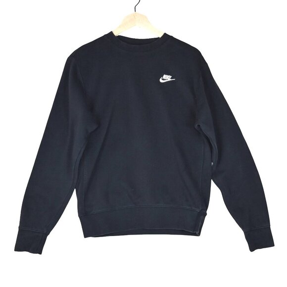 Nike Embroidered Swoosh Sweatshirt Faded Black Pullover XS Unisex Streetwear - Picture 1 of 7